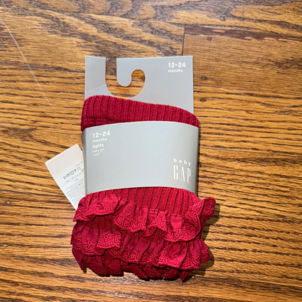 GAP Baby Red Tights with Ruffle Detail